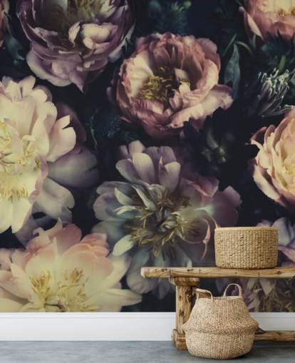 lilla tilpasselig blomstervægmaleri kaldet Purple Roses til soveværelser, stuer og spisestuer