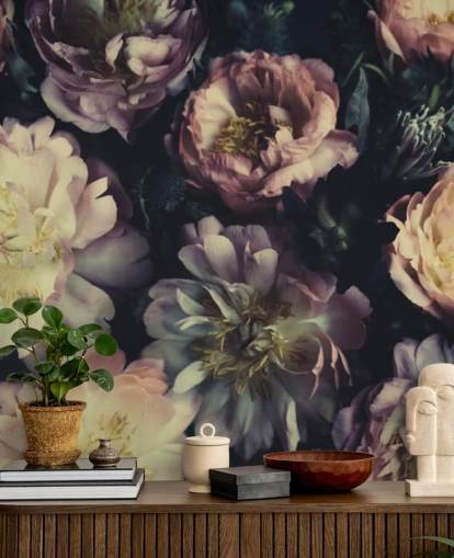 purple customisable floral wall mural called Purple Roses for bedrooms, living rooms and dining rooms