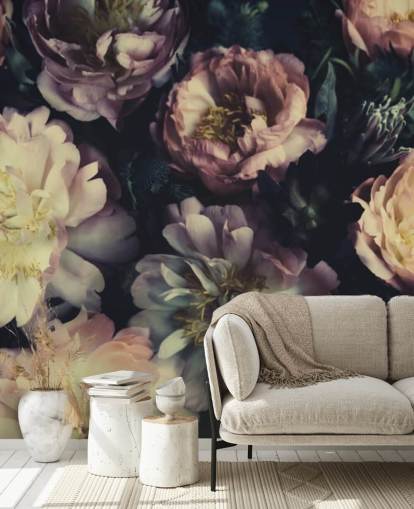 purple customisable floral wall mural called Purple Roses for bedrooms, living rooms and dining rooms