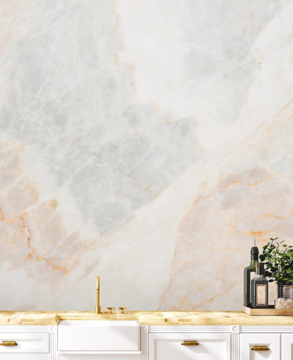 white marble wallpaper mural called Soft Tones for bedrooms, bathrooms and kitchens