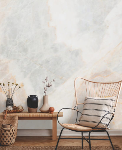 white marble wallpaper mural called Soft Tones for bedrooms, bathrooms and kitchens