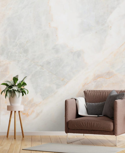 vit marmor tapetväggmålning kallad Soft Tones för sovrum, badrum och kök