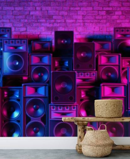 paarse en roze luidsprekers behang