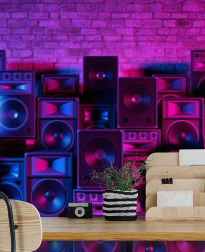 paarse en roze luidsprekers behang