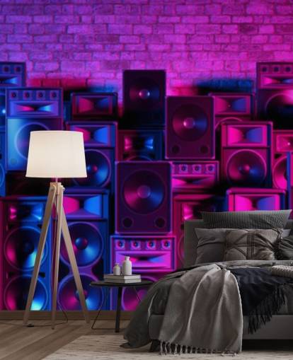 paarse en roze luidsprekers behang