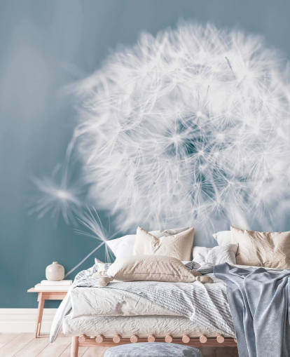 gray dandelion wallpaper mural called Dandelion Clock for bedrooms, offices and bathrooms