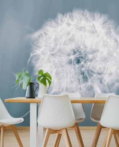 papier peint mural en forme de pissenlit gris appelé Dandelion Clock pour les chambres, les bureaux et les salles de bain