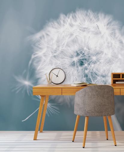 gray dandelion wallpaper mural called Dandelion Clock for bedrooms, offices and bathrooms