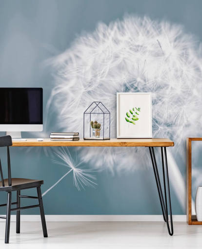 gray dandelion wallpaper mural called Dandelion Clock for bedrooms, offices and bathrooms