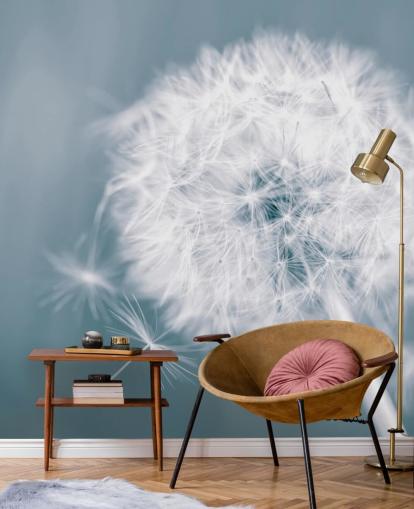 grey dandelion wallpaper mural called Dandelion Clock for bedrooms, offices and bathrooms