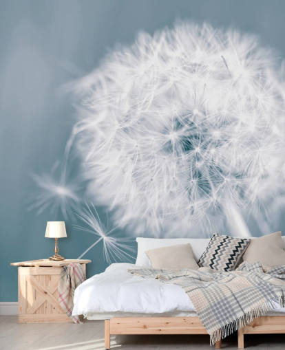 papier peint mural en forme de pissenlit gris appelé Dandelion Clock pour les chambres, les bureaux et les salles de bain