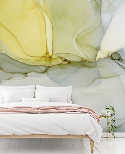 yellow and gray custom watercolor wallpaper mural called Gray and Mustard Watercolor for kitchens or bathrooms yellow and gray custom watercolor wallpaper mural called Gray and Mustard Watercolor for kitchens or bathrooms