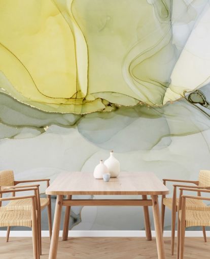 yellow and grey custom watercolour wallpaper mural called Grey and Mustard Watercolour for kitchens or bathrooms