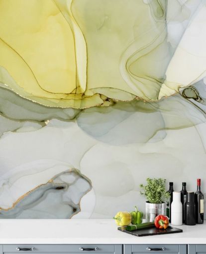 yellow and grey custom watercolour wallpaper mural called Grey and Mustard Watercolour for kitchens or bathrooms yellow and grey custom watercolour wallpaper mural called Grey and Mustard Watercolour for kitchens or bathrooms