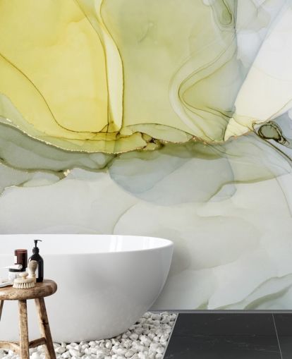 mural de papel de parede em aquarela personalizado amarelo e cinza chamado Aquarela de cinza e mostarda para cozinhas ou banheiros mural de papel de parede em aquarela personalizado amarelo e cinza chamado Aquarela de cinza e mostarda para cozinhas ou banheiros