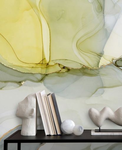 mural de papel pintado de acuarela personalizado amarillo y gris llamado Acuarela gris y mostaza para cocinas o baños mural de papel pintado de acuarela personalizado amarillo y gris llamado Acuarela gris y mostaza para cocinas o baños