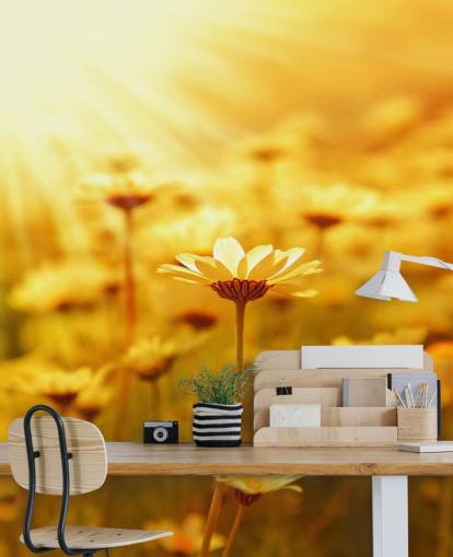 Gouden Daisy behang