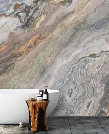 mural de papel de parede com efeito de mármore de areia chamado Onyx Sand Marble para banheiros, cozinhas e quartos