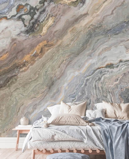 mural de papel de parede com efeito de mármore de areia chamado Onyx Sand Marble para banheiros, cozinhas e quartos