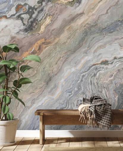 mural de papel pintado con efecto mármol arenoso llamado Onyx Sand Marble para baños, cocinas y dormitorios
