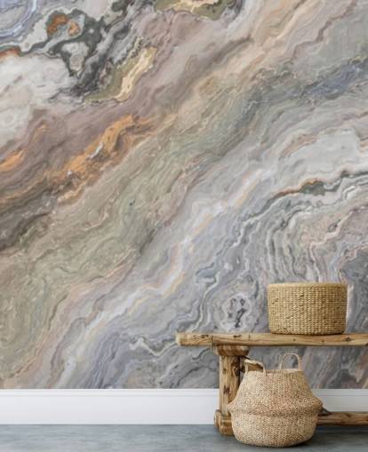 mural de papel pintado con efecto mármol arenoso llamado Onyx Sand Marble para baños, cocinas y dormitorios