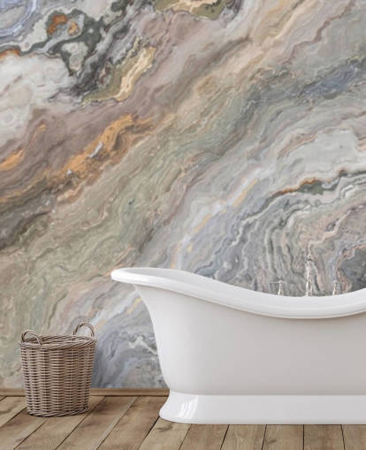 carta da parati murale effetto marmo color sabbia chiamata Onyx Sand Marble per bagni, cucine e camere da letto