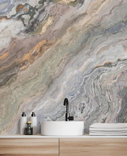 sand marble effect wallpaper mural called Onyx Sand Marble for bathrooms, kitchens and bedrooms