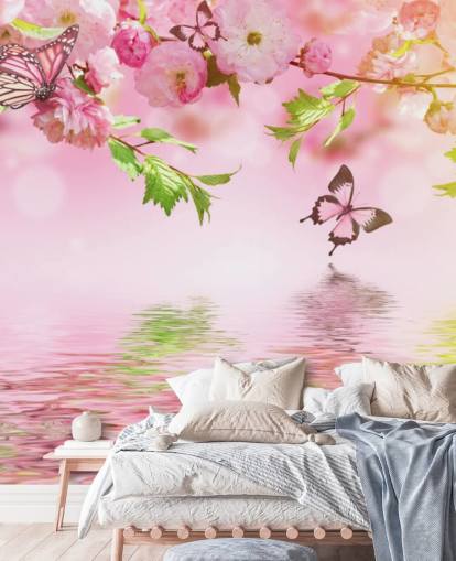 Sakura with Butterflies Mural