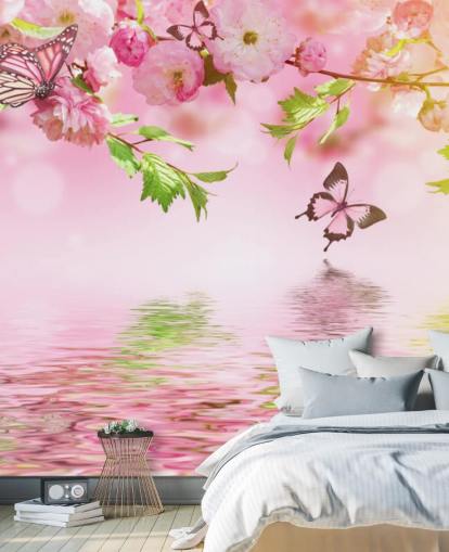 Sakura with Butterflies Mural