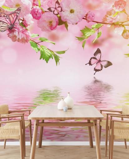 Sakura with Butterflies Mural