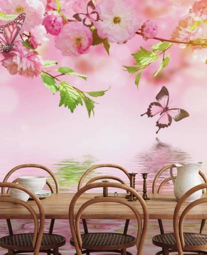 Sakura with Butterflies Mural