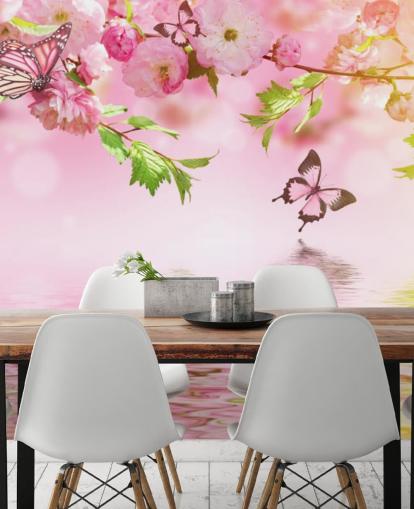 Sakura med sommerfugle Mural