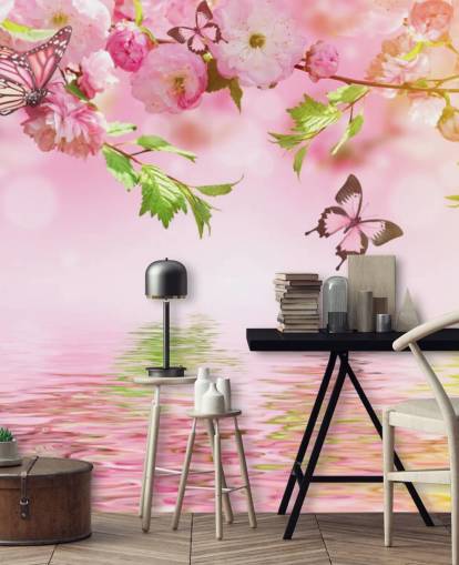 Sakura with Butterflies Mural