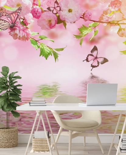 Sakura med sommerfugle Mural