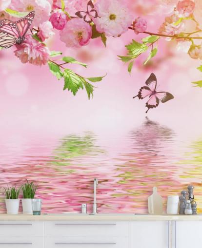 Sakura with Butterflies Mural