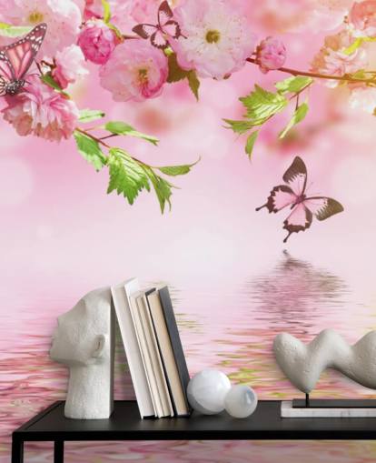 Sakura with Butterflies Mural