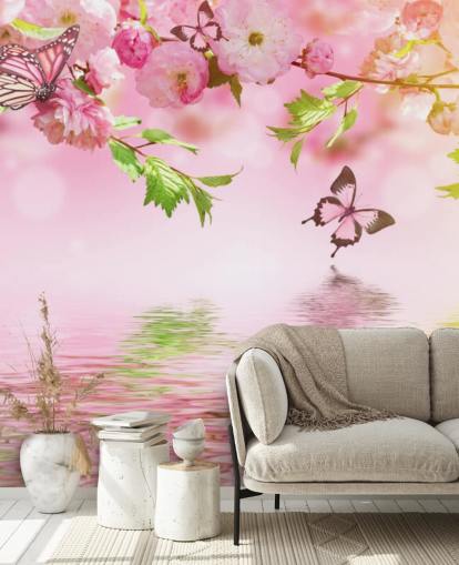 Sakura with Butterflies Mural