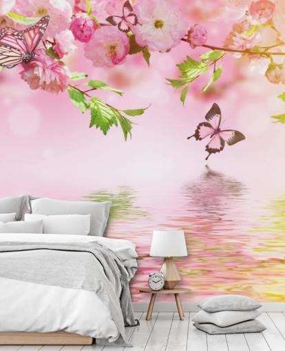 Sakura with Butterflies Mural