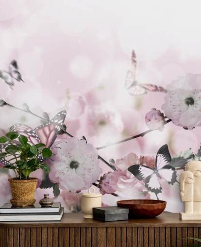 Flowers background with amazing spring sakura with butterflies. Flowers of cherries. Flowers background with amazing spring sakura with butterflies. Flowers of cherries.