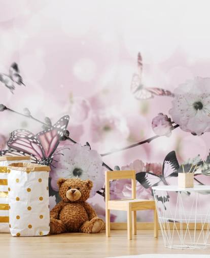 Flowers background with amazing spring sakura with butterflies. Flowers of cherries. Flowers background with amazing spring sakura with butterflies. Flowers of cherries.