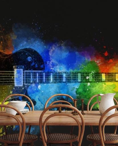 pintura colorida alrededor de papel tapiz de guitarra pintura colorida alrededor de papel tapiz de guitarra