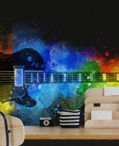 colourful paint around guitar wallpaper colourful paint around guitar wallpaper
