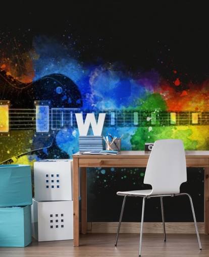 colourful paint around guitar wallpaper colourful paint around guitar wallpaper