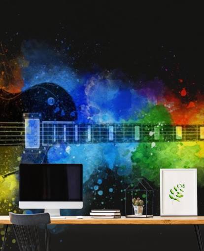colourful paint around guitar wallpaper colourful paint around guitar wallpaper