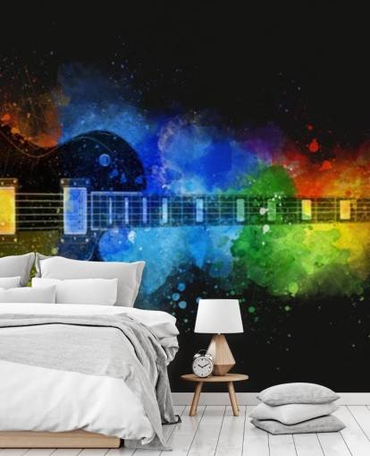 vernice colorata intorno alla carta da parati chitarra