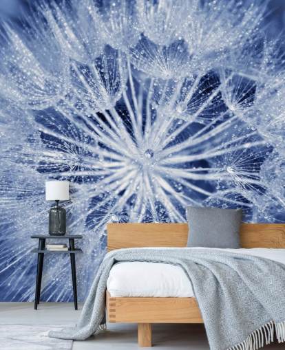 Decorazione murale con tarassaco blu