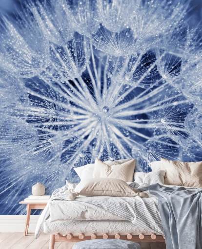 Mural Primer plano del diente de león azul