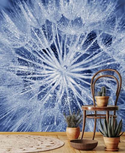Closeup of Blue Dandelion Mural