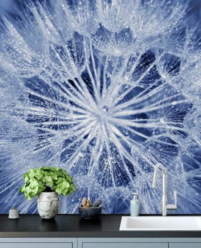 Mural Primer plano del diente de león azul