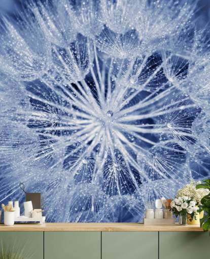 Decorazione murale con tarassaco blu